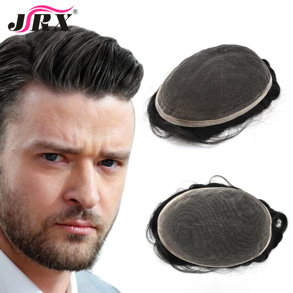 Men Full Lace Toupee Indian Human Remy Hair Wig For Males Breathable Durable Replacement Remy human hair toupee for black men