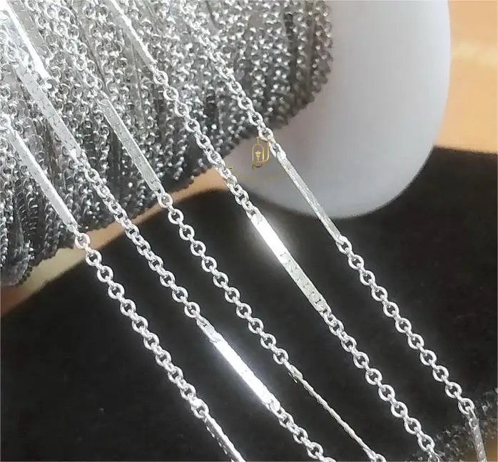 GP dapped bar bulk chain S925 silver 14k gold filled unfinished textured bar link permanent jewelry chains cable with flat bar