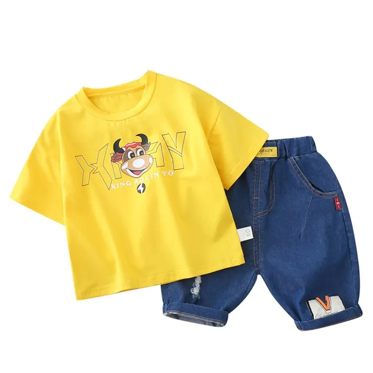 Летняя мультяшная хлопковая детская одежда, комплекты одежды для мальчиков, Детские комплекты одежды из 2 предметов