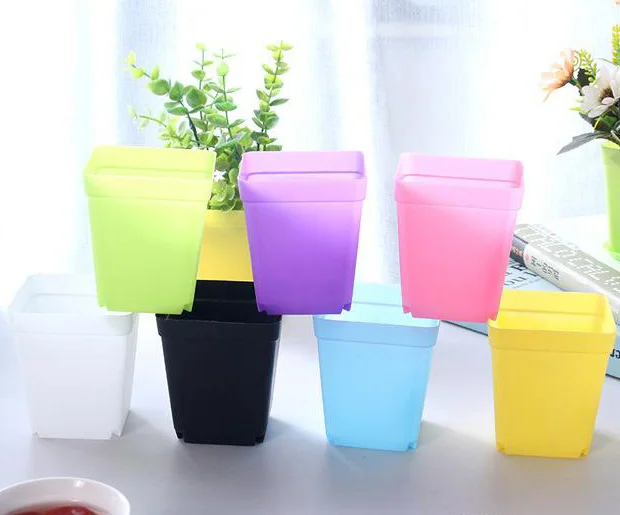 P272 Flower Pots Desktop Potted Plants Succulents planters home decor square Flowerpot candy colors Mini Plastic Flower Pots