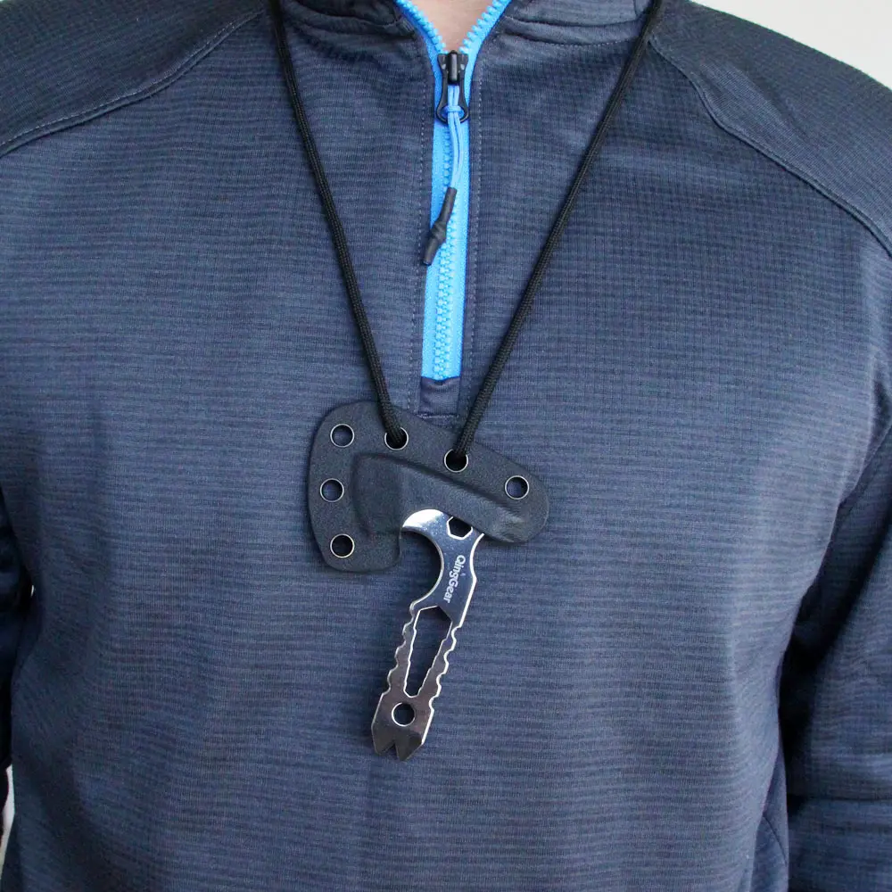 QingGear Neck Knife Ax Hatchet Nail Puller Mini Prybar Screwdriver Bottle Opener EDC With Kydex Sheath
