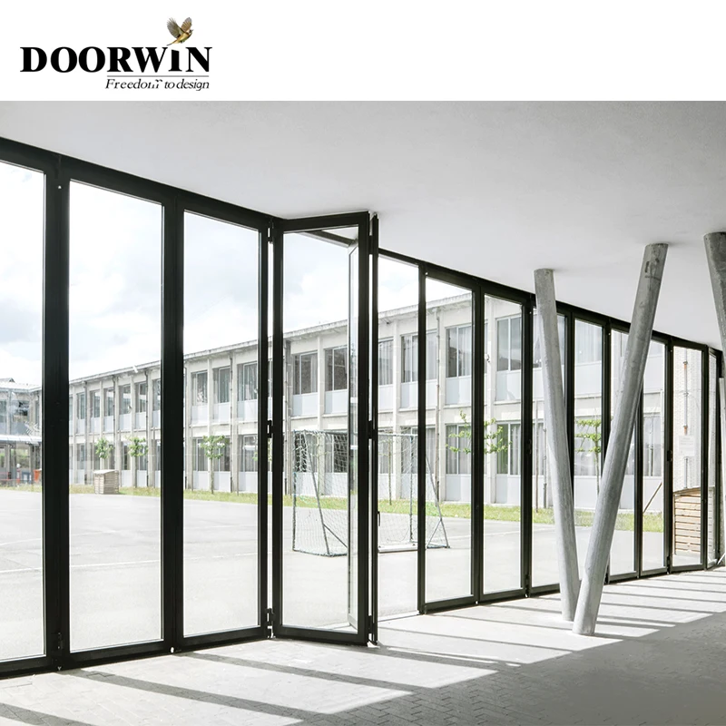 6 panel entrance doors design customer color accordion door with IGCC/SGCC certified tempered glass bi-folding door