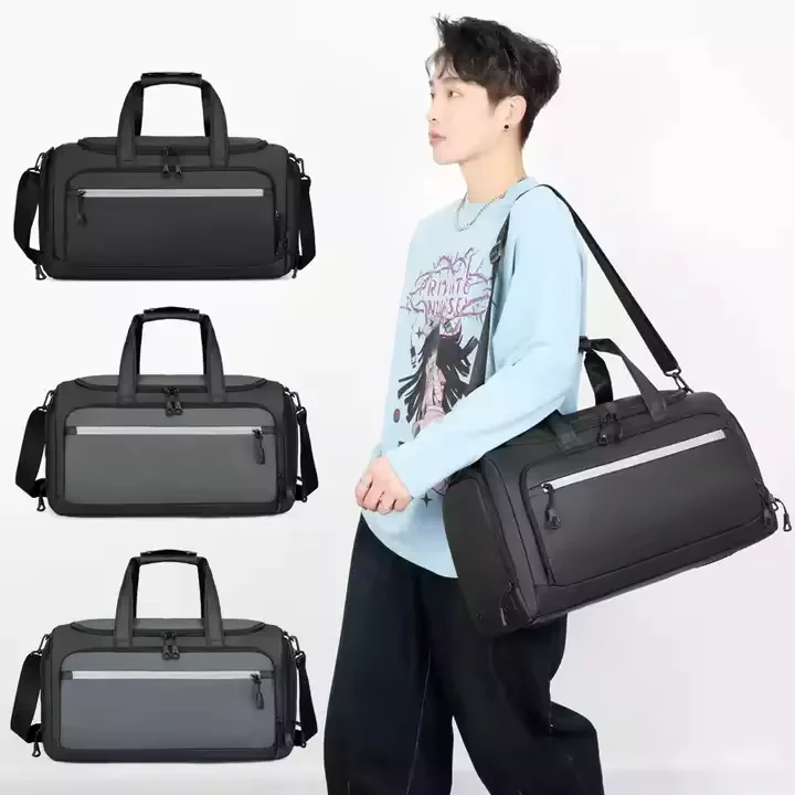 Custom Women Men Waterproof Nylon Duffle Case Weekender Duffel Gym Sport Travel Bags with Shoe Compartment