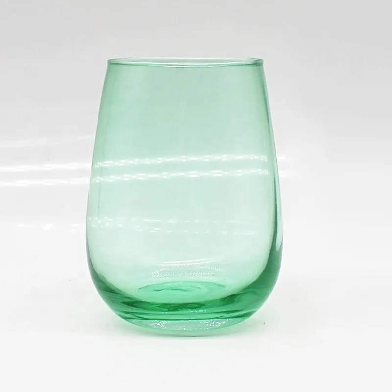 Top Seller Spray Color Stemless Wine Glass Tumbler Water Juice Glass Custom Wine Glass