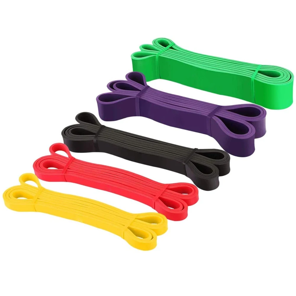 Gym Fitness Workout Stretch Exercise Thick Elastic Latex Resistance Loop Band Pull Up Assist Bands Set of 5
