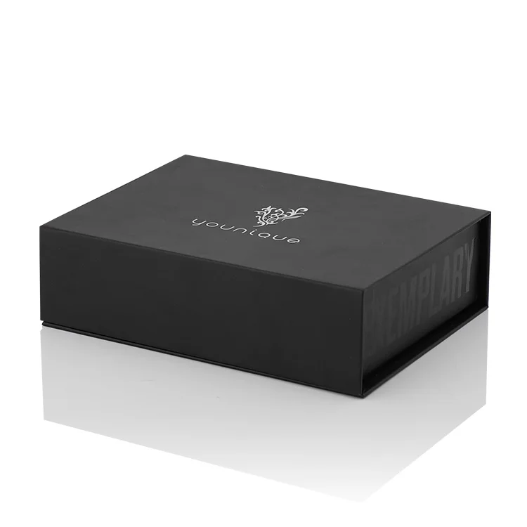 Custom Printing Luxury  Cosmetic Magnet Form Insert Rigid Gift Box With Lid Black Magnetic Gift Box For Jewelry