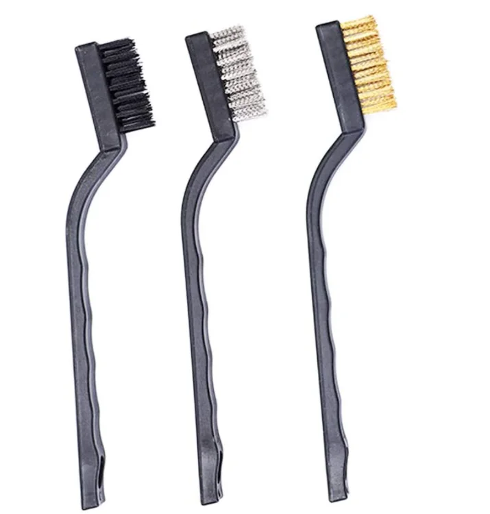 3Pcs Mini Stainless Steel Nylon Brass Bristles Brush Set for Cleaning And Rust Removing 7 Inch Industrial Wire Brushes