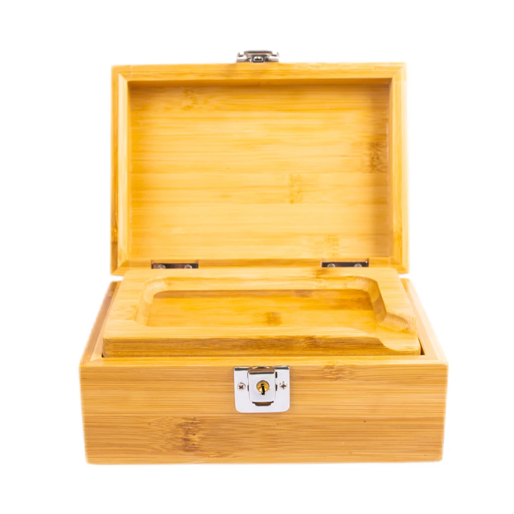 storage boxes Bamboo wood cigarette case Large capacity with lock