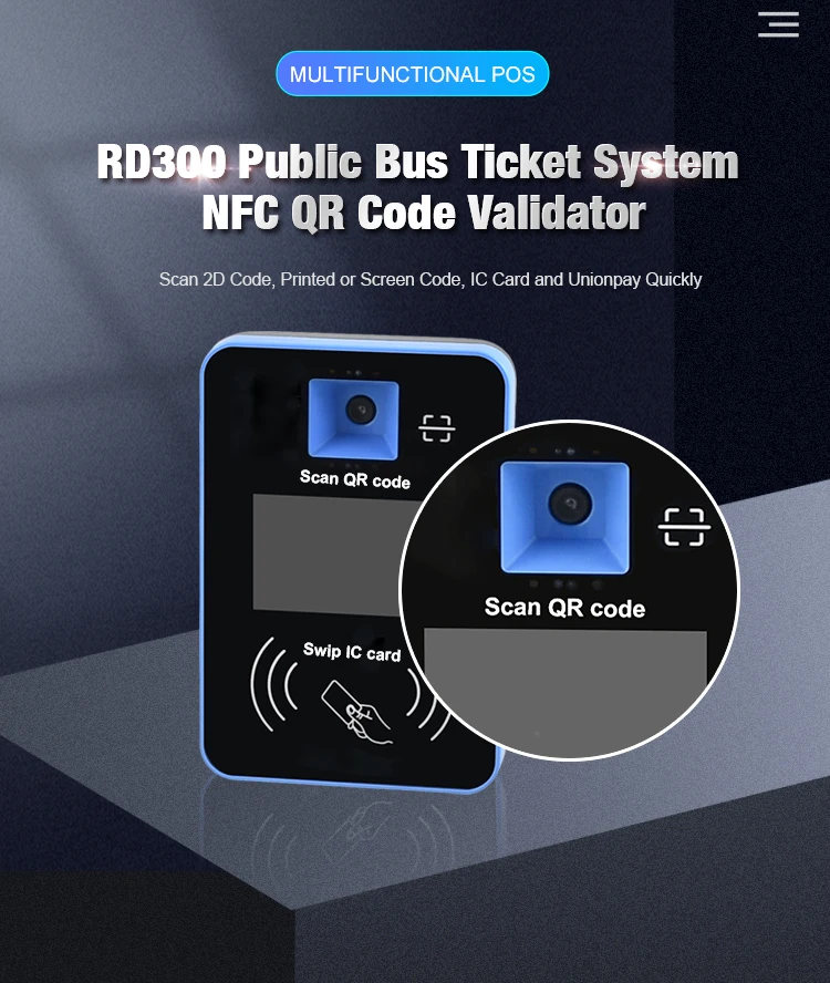 NFC и QR-код, функция оплаты, смарт-автобусная билетная машина Rakinda RD300