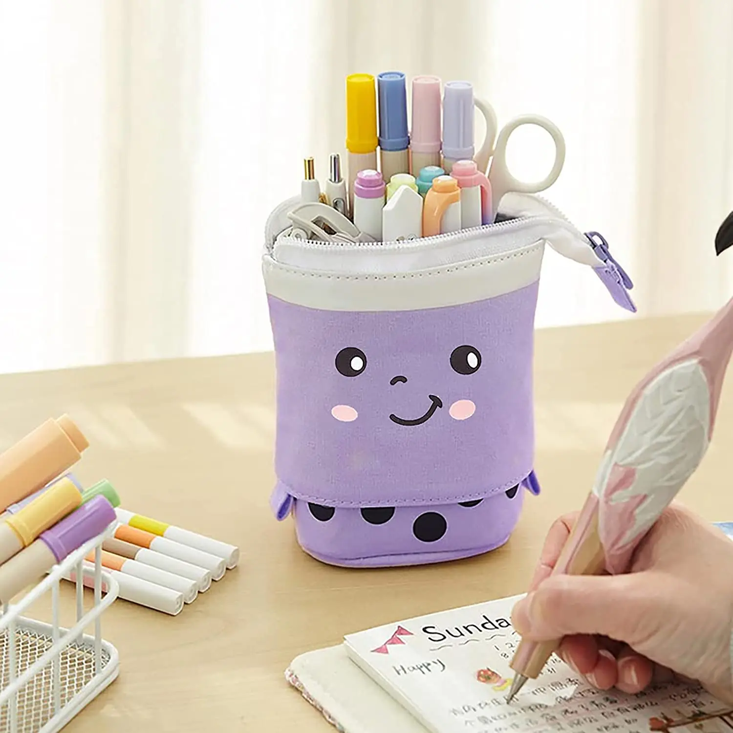 Hot Selling Solid Canvas Pencil Pen Bag Large Capacity Creative Fabric Pencil Case For School