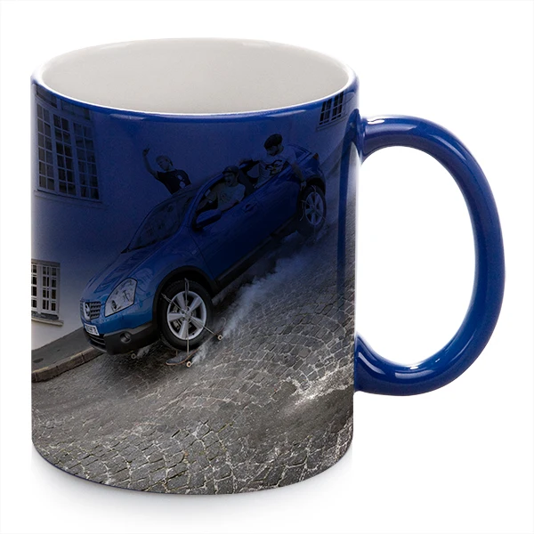 11oz Ceramic Dye Sublimation Blank Magic Mug Blue With foam Box Packing