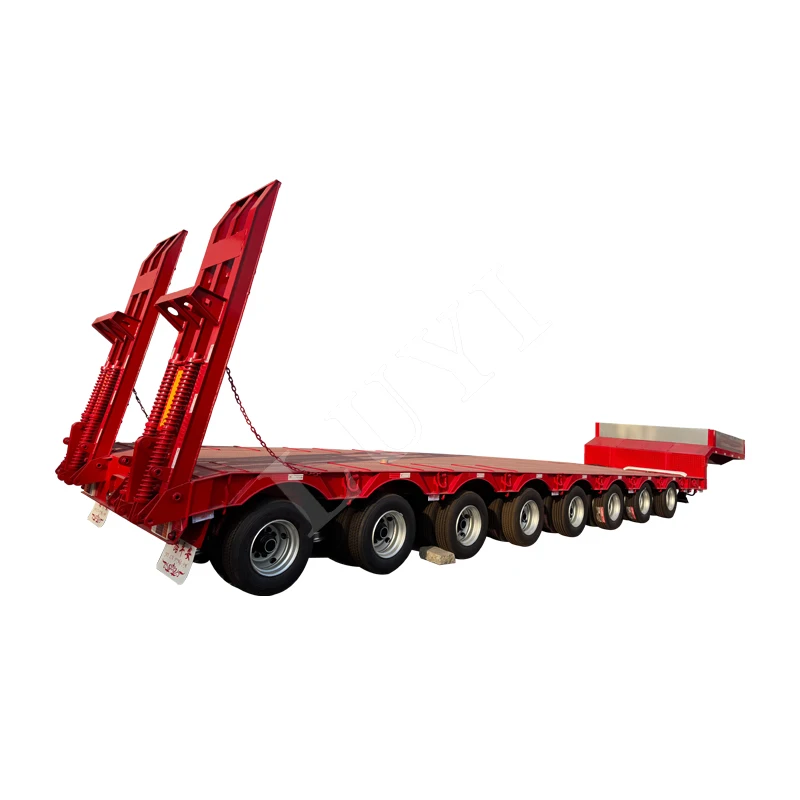 LUYI Heavy Duty 8 Axle 120 Ton 150 Ton 40 ft Loader 100 Tons Hydraulic Lowbed Truck Lowboy Low Bed Semi Trailer