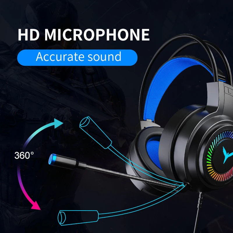 Headset High Quality OEM USB Best RGB Gamer PC Waterproof LED light Gaming Headphones