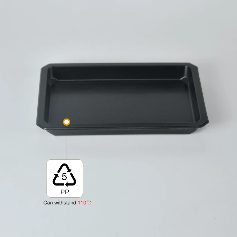 250*160*25MM Disposable Black Fresh Meat Plate Tray For Skin Vacuum Film Sealing Packaging