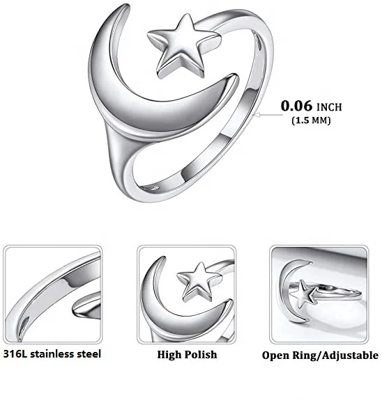 Custom Stainless steel Rings Minimalist Teardrop High Polish, Fast Color, Comfortable Fit Opening Adjustable Ring for women