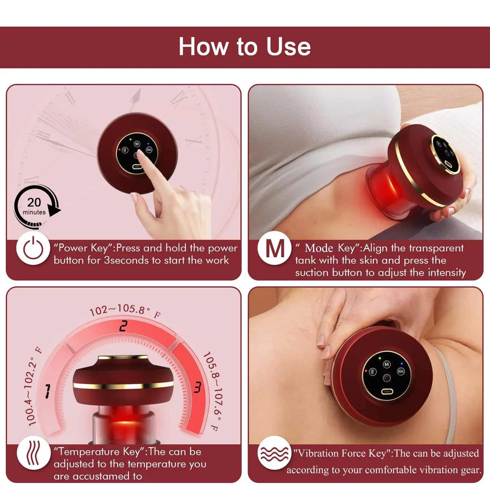 PZ Custom Packaging Vacuum Cupping Therapy Machine Abs Vacuum Massage Electric Cupping