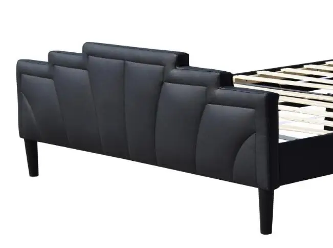 New Design American Style Queen Size Black Leather Bed Frame for Home Furniture