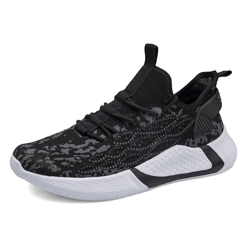 
New design breathable knitting fabric enduring athletic sneaker men sports shoes 