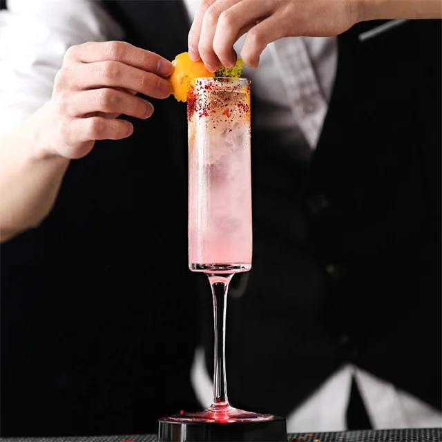 Hot Selling Custom Box lead free crystal glass square champagne flutes for restaurant hotel