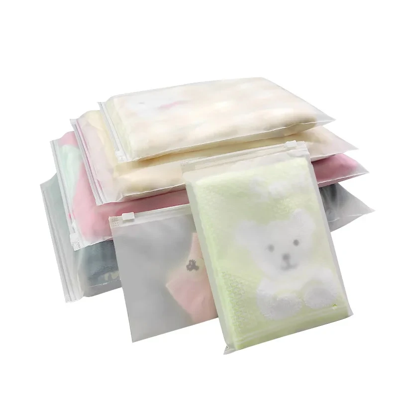 15*20cm CPE Material 140 Microns Stock Plastic Socks T shirt Clothes Matte Frosted Self Sealing Slider Zipper Lock Bag