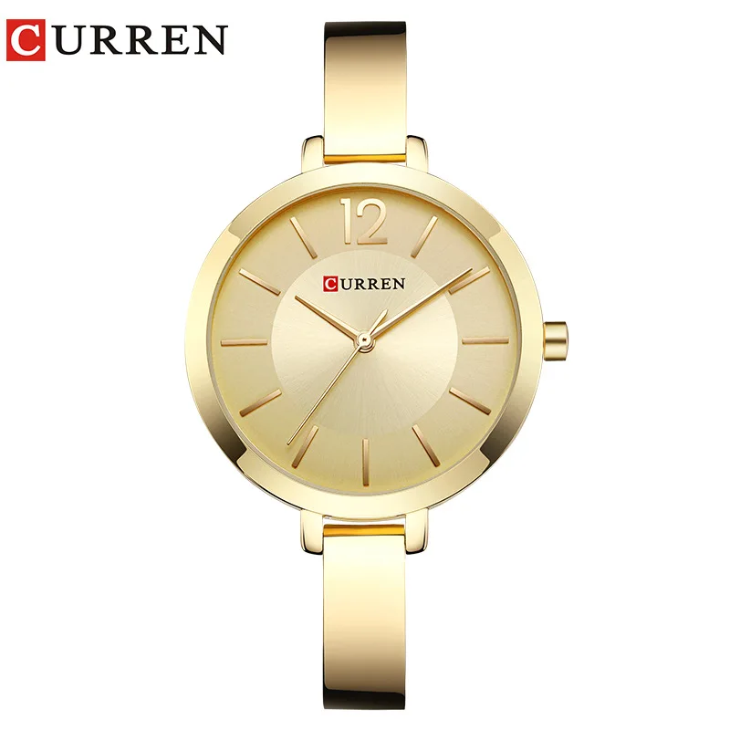 Top Curren ultra slim alloy chronograph stainless steel Japanese quartz movement watch women simple elegant