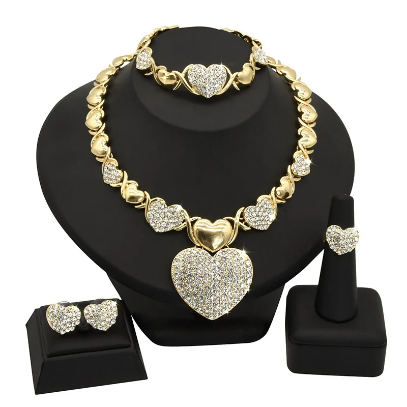 Xoxo Gold Jewelry Sets Crystal Necklace Earrings Fashion Bridal Jewelry Sets Nigerian Woman Accessories Jewelry Set