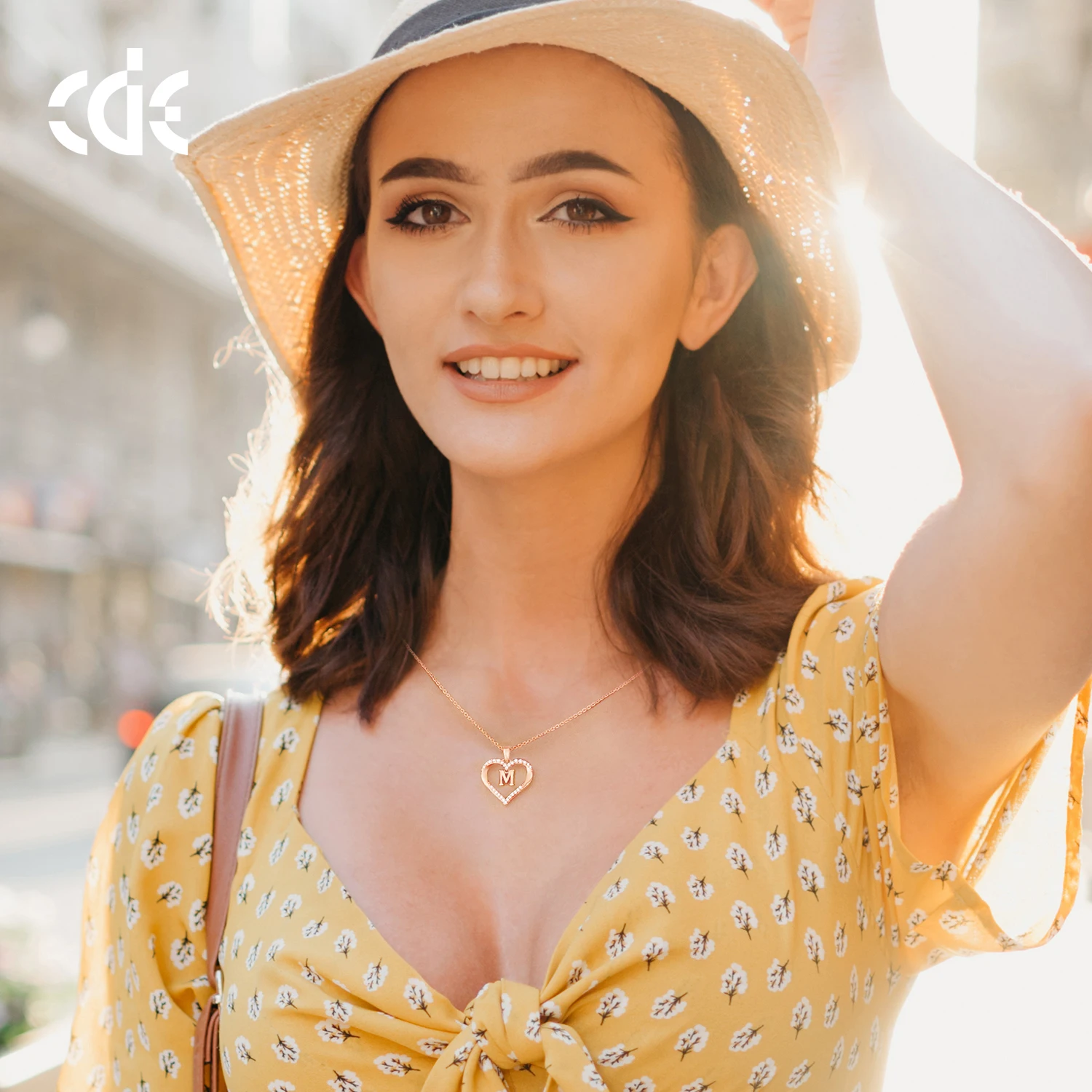 Cde Sterling Silver 925 Jewellery 18K Gold Plated Letter Initial Heart Pendant Necklace