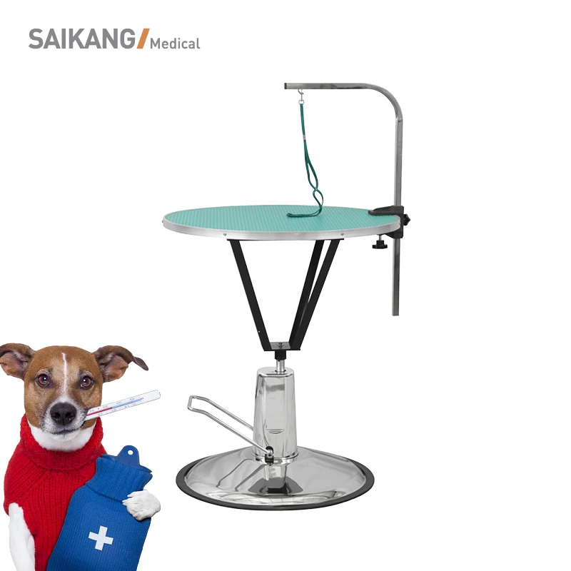 SK-PGT02 Rubber Material Stainless Steel Veterinary Equipment Hydraulic Lifting Adjustable Pet Grooming Table