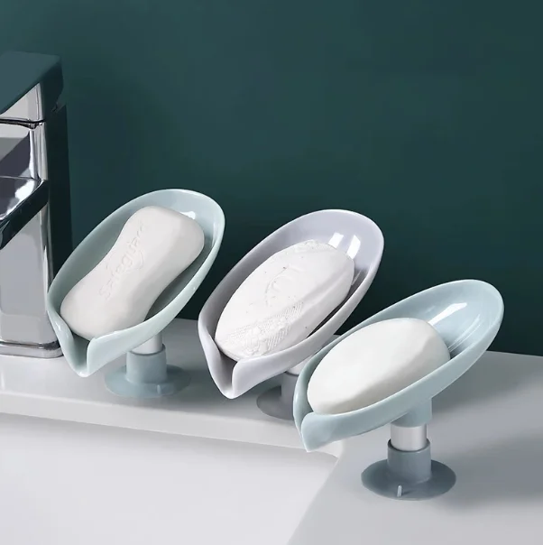 Drain the soap box Leaf Shape Soap Box Bathroom Shower Soap Holder Dish Storage Plate Tray Bathroom Supplies