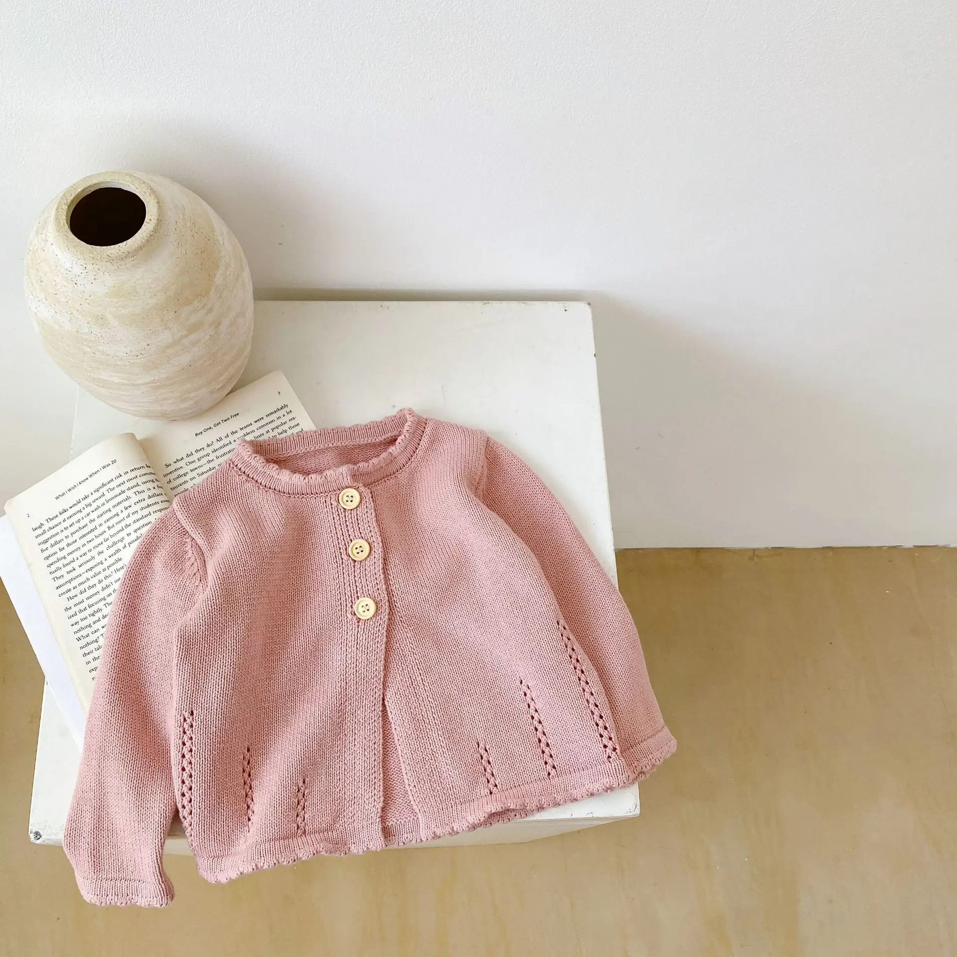 Baby Girls Autumn Sweater Infant Toddler Long Sleeve Crewneck Knit Button up Cardigan