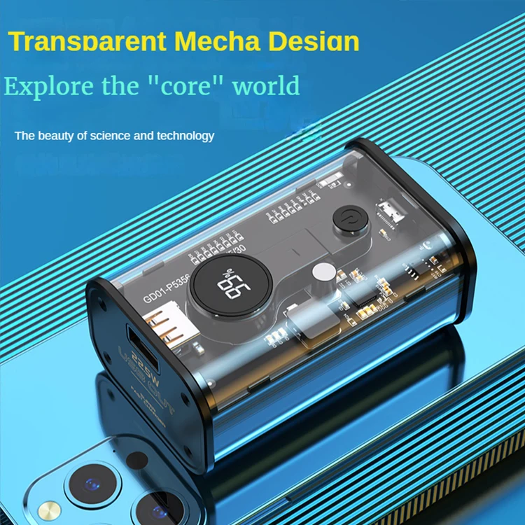 FRS New Product Transparent Digital Display Power Banks Fast Charging 10000mah Power Bank