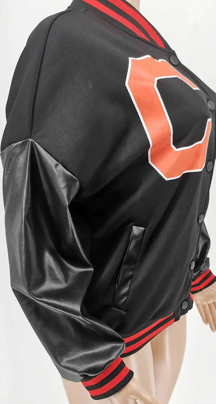 Модная женская Свободная куртка с длинным рукавом и карманами, Женская бейсбольная куртка с принтом логотипа