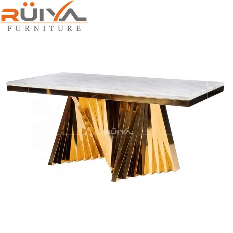 American design popular dining room furniture gold frame marble top dining table luxury