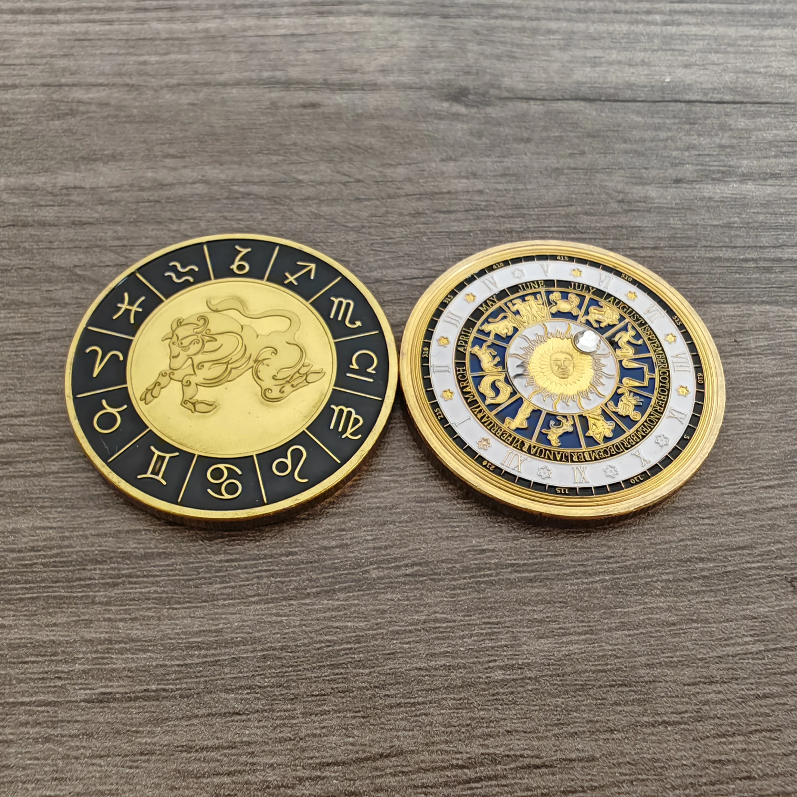 Twelve Commemorative Coin Set Diamond Star & Lucky Taro Hand-Painted Creative Metal Star Gift Protective Blessing Gift Set