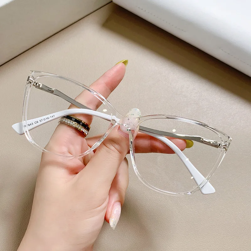 New Fashion Women Big Square Reading Glasses Retro Myopia Glasses Frame Tr90 Anti Blue Light Lenses Eyewear