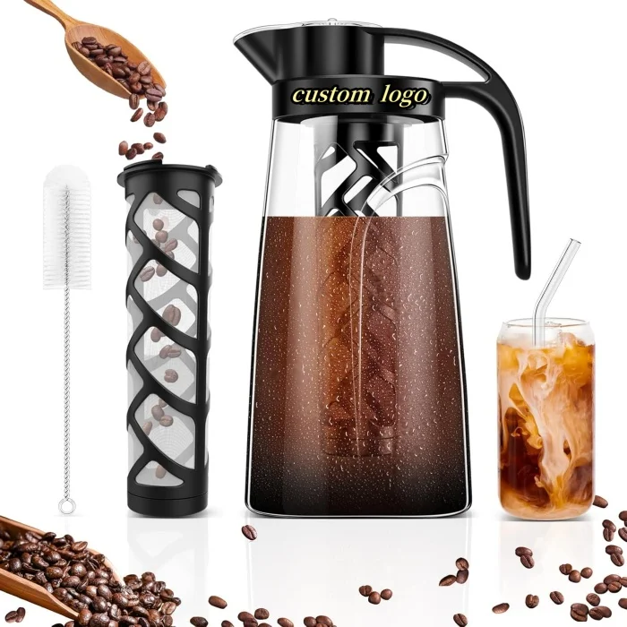 Manufacturer HOT selling 70 oz (2100 ml) BPA Free Tritan Pitcher Cold Brew Coffee Maker with Easy to Clean Reusable Mesh Filter