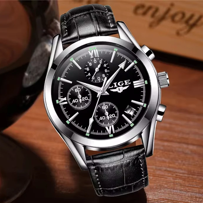 LIGE Fashion Mens Watch Top Brand Luxury Quartz Watches Waterproof Sports Chronograph High Quality Watch For Men Relojes Hombre