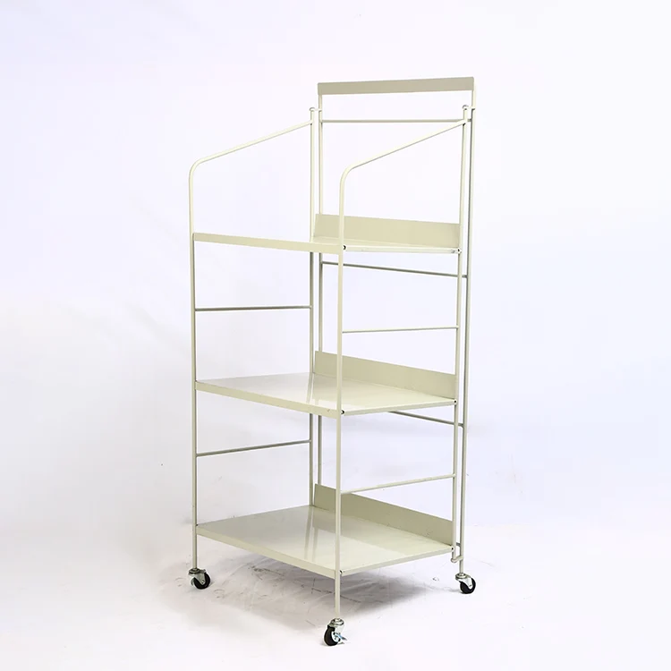 White Drink Food Stand Engine Oil Metal Display Rack With Wheel