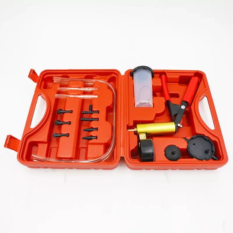 Hand Held Vacuum Pump Pressure Tester with Durable Gauge Brake Fluid Bleeder Tool for Car Motorbike Motorcycle Diagnosis