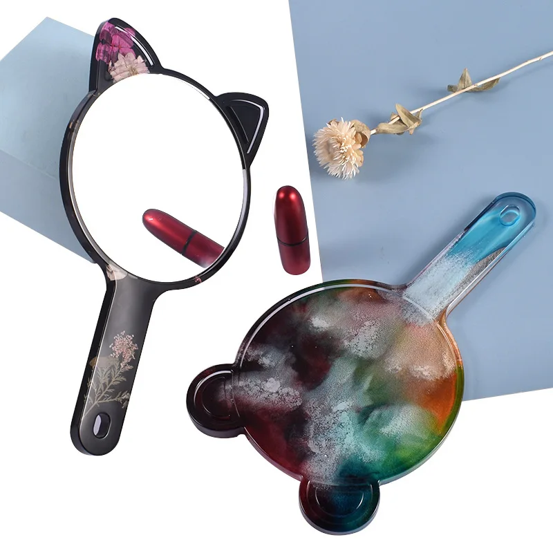 Crystal Epoxy Resin Mold Panda Ear Cat Ear Cute Creative Practical Mirror Lens Silicone Mold For Resin moldes de silicona