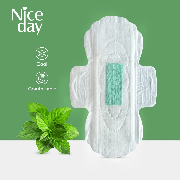 niceday double-layer wing glue quick-drying menstrual pad aloe vera cool green core sanitary napkin