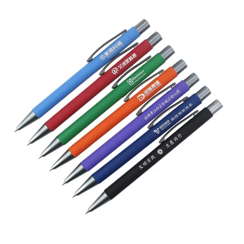 Anniversaries Custom Black Metal Pens Promotional Slim Metal Pen with Logo Printing Push Action Ballpoint Customize Gel Pens