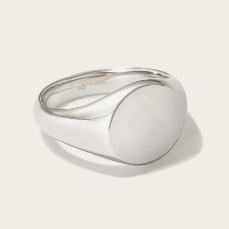 Custom Engraved Jewelry Design Fashion 925 Sterling Silver Blank Plain Signet Ring For Men
