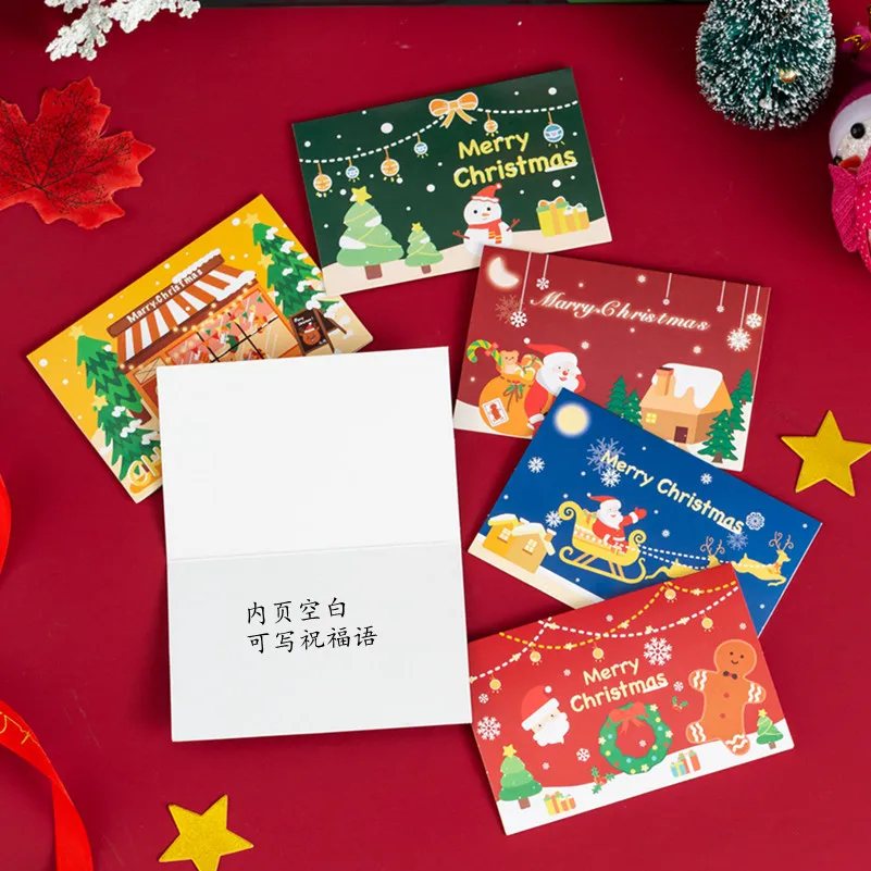 CL015 Merry Christmas Cards with Envelope New Year Gifts Card Xmas Postcard Party Supplies Noel Decoration Xmas Greeting Cards