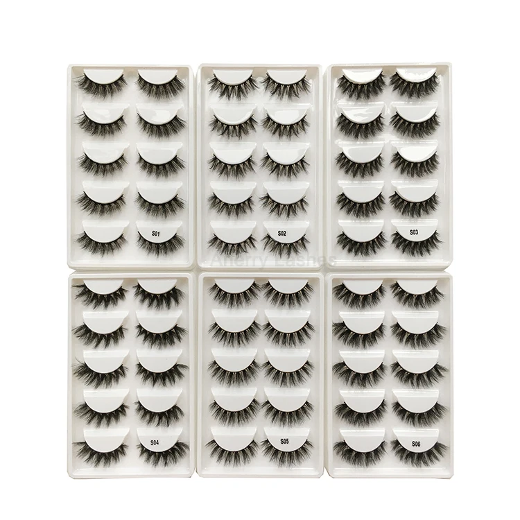 Натуральные накладные ресницы длинный макияж 3d норковые для наращивания 5 пар ресниц