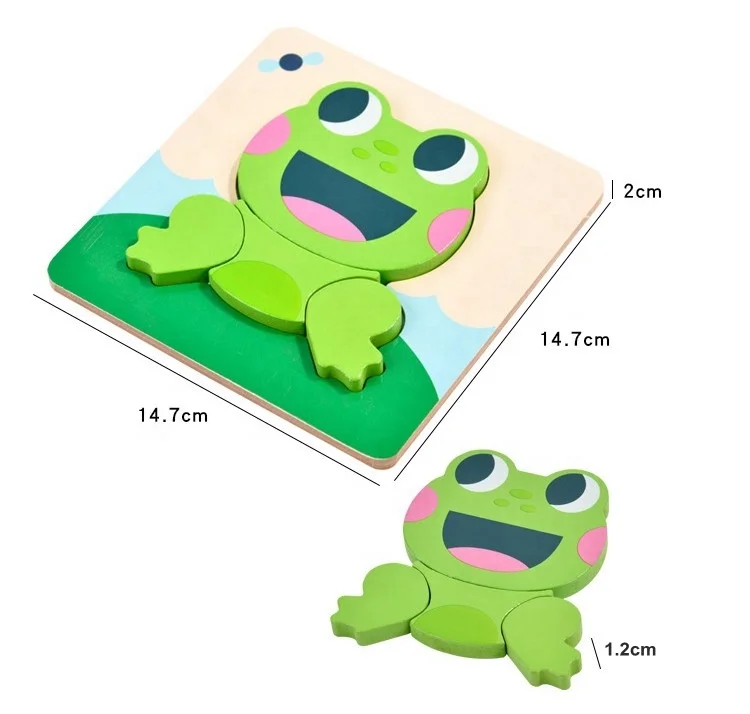 Cute Animal Montessori 3D Jigsaw Solid Wood Early Learning Toys for Preschool Kids Travel Game Gift for Boys Girls New Puzzle