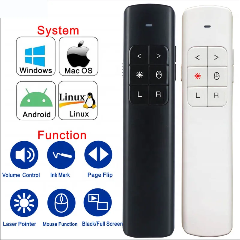 New Air mouse USB Rechargeable Wireless Powerpoint Laser Presenter Slide Changer