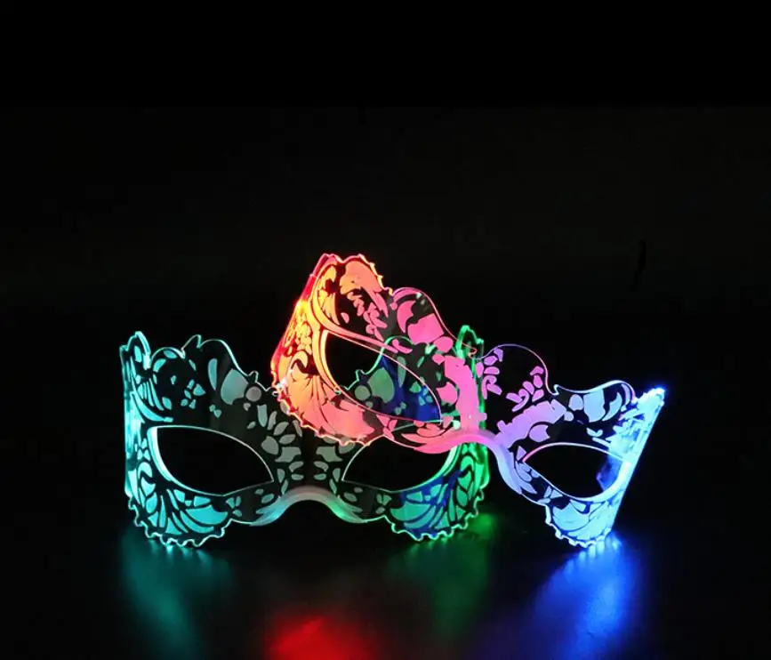 LED Visor Glasses Light Up Futuristic Lace Pattern Glasses Luminous Eyemasks Birthday Rave Party Holiday Club Bar Decorations
