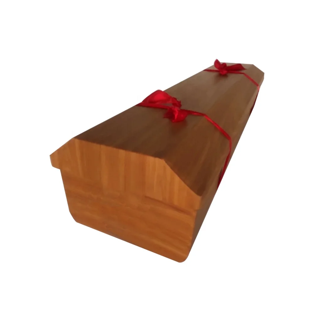 European Style Corrugated Paper Cremation Coffin Biodegradable Wooden Urn for Adult for Crematorium and Funeral Homes