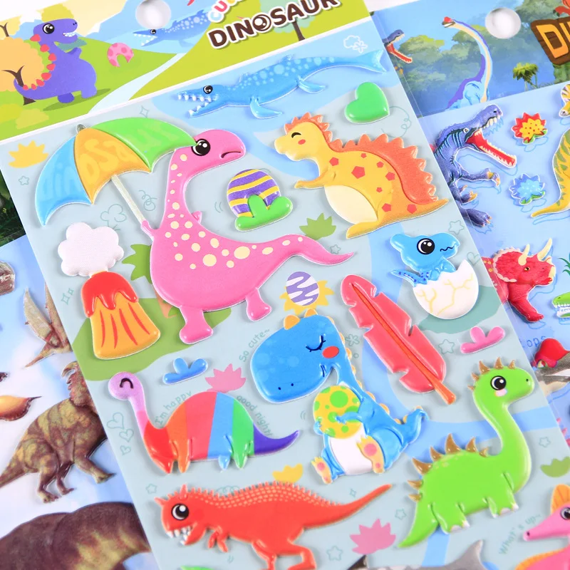 Colorful Ribbon Stickers Kawaii 3D anime puffy cartoon Stickers flowers dinosaur princess foam cute comics stickers